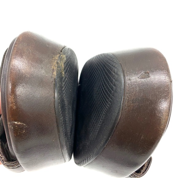 Prada Brown Leather Canvas Platform Sandals - Picture 8 of 11